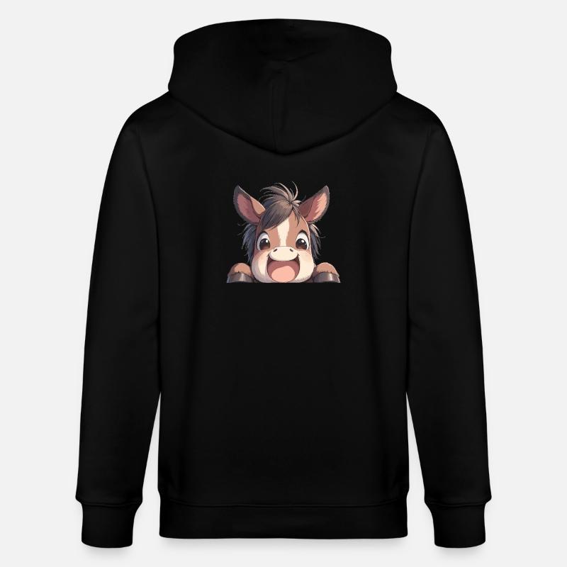 Pferde Pferd - Stanley/Stella Unisex Bio-Kapuzenjacke CULTIVATOR  - Schwarz