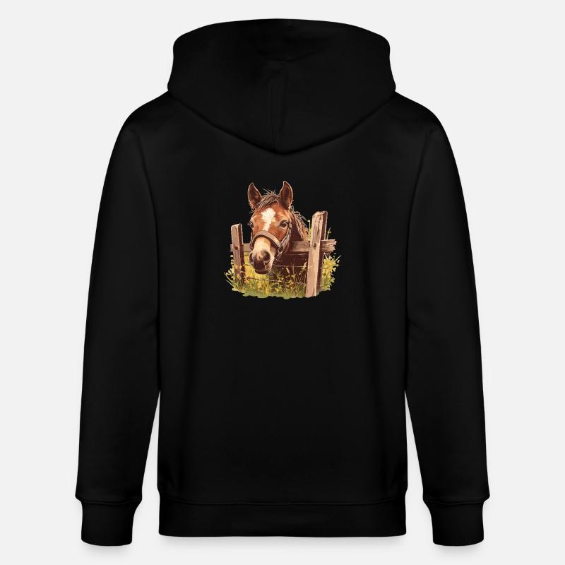 Pferde Pferd - Stanley/Stella Unisex Bio-Kapuzenjacke CULTIVATOR  - Schwarz