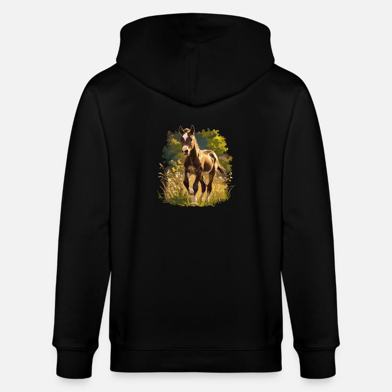 Pferde Pferd - Stanley/Stella Unisex Bio-Kapuzenjacke CULTIVATOR  - Schwarz