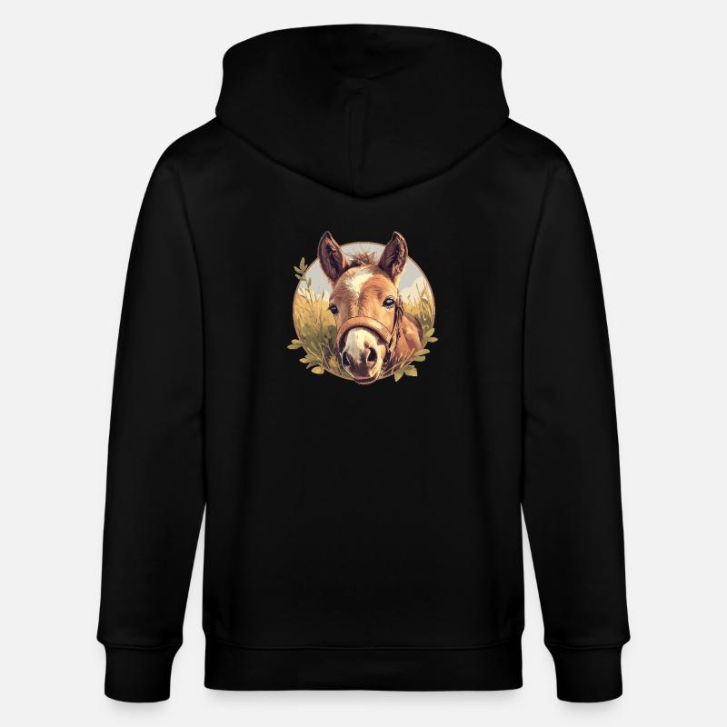Pferde Pferd - Stanley/Stella Unisex Bio-Kapuzenjacke CULTIVATOR  - Schwarz