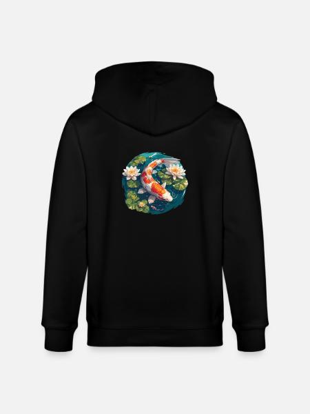 Koi Koi Carp - Stanley/Stella CULTIVATOR  Unisex Organic Hooded Jacket - black