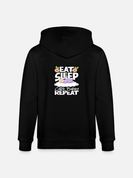 Midwife Eat Sleep Catch Babies Repeat - Stanley/Stella CULTIVATOR Unisex Organic Hooded Jacket - black