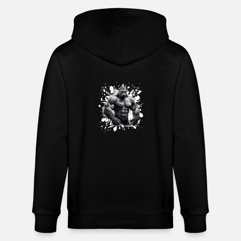 Gorille Bodybuilding Beast - Veste à capuche bio CULTIVATOR Stanley/Stella Unisexe - noir
