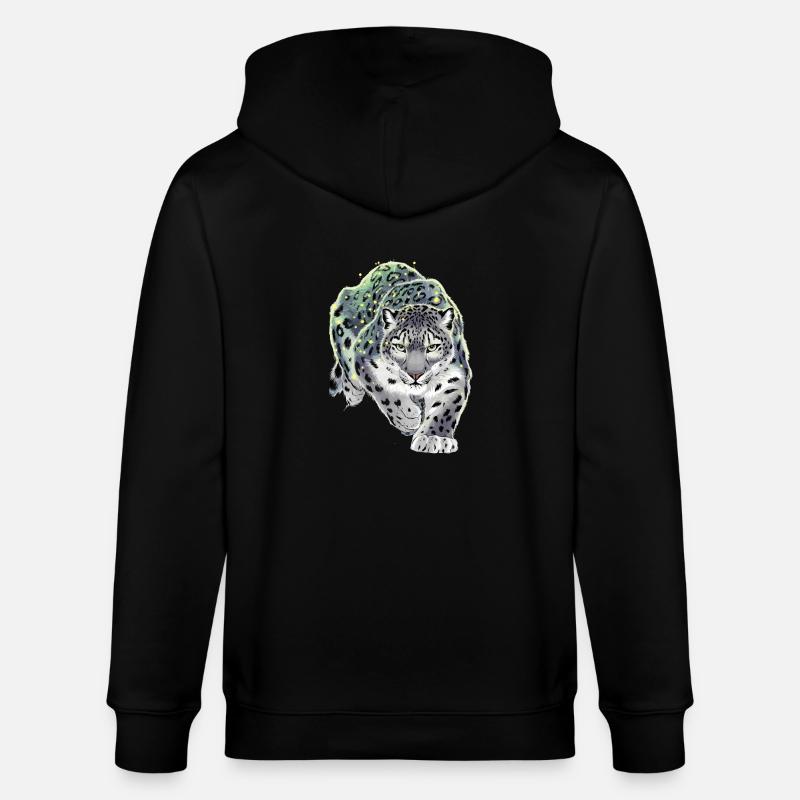 Schneeleopard Leopard Raubkatze - Stanley/Stella Unisex Bio-Kapuzenjacke CULTIVATOR  - Schwarz