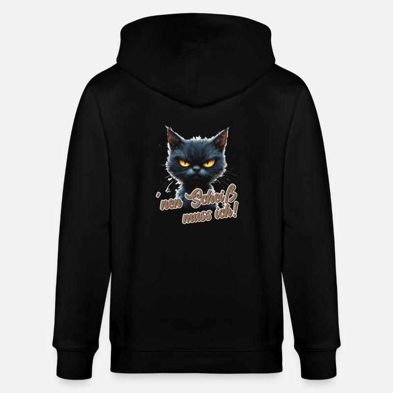Drôle de chat avec dicton - Veste à capuche bio CULTIVATOR Stanley/Stella Unisexe - noir