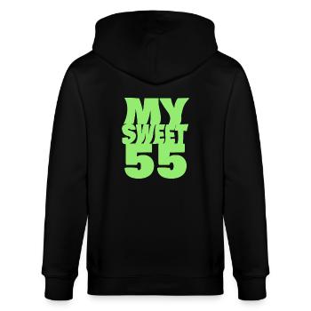 Süß 55 - Stanley/Stella Unisex Bio-Kapuzenjacke CULTIVATOR  - Schwarz - Hinten - Anna (173cm)
