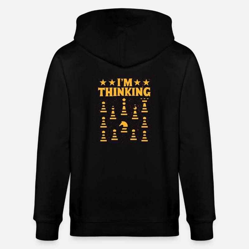 Ich denke, bitte warte Schach - Stanley/Stella Unisex Bio-Kapuzenjacke CULTIVATOR - Schwarz