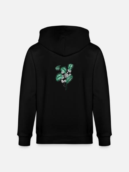 Tropical Leaves Design - Stanley/Stella CULTIVATOR Unisex Organic Hooded Jacket - black