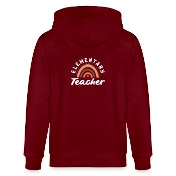 Elementary school teacher retro rainbow design - Stanley/Stella CULTIVATOR  Unisex Organic Hooded Jacket - burgundy - Back - Anna (173cm)