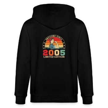 2005 Women's Birthday Limited Edition Vintage - Stanley/Stella Unisex Bio-Kapuzenjacke CULTIVATOR  - Schwarz - Hinten - Anna (173cm)