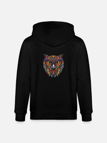 Owl Portrait - Stanley/Stella CULTIVATOR Unisex Organic Hooded Jacket - black