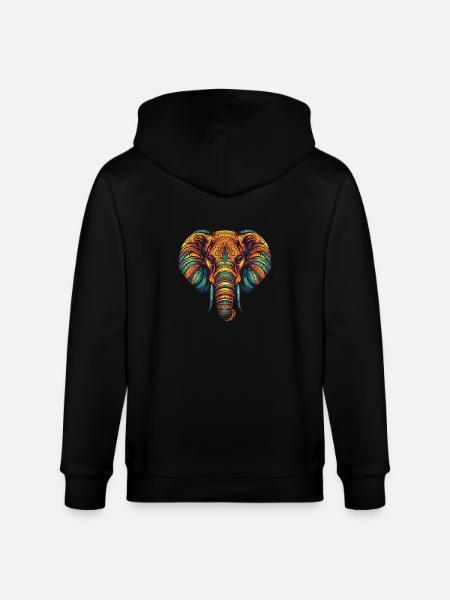 Elephant Portrait - Stanley/Stella CULTIVATOR Unisex Organic Hooded Jacket - black