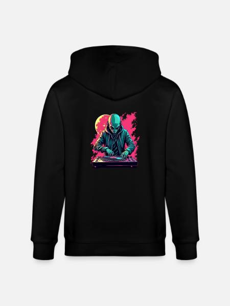 Alien Extraterrestrial DJ Music - Stanley/Stella CULTIVATOR  Unisex Organic Hooded Jacket - black