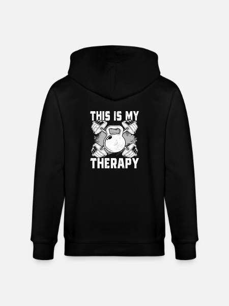 Fitness is my therapy - Stanley/Stella CULTIVATOR Unisex Organic Hooded Jacket - black