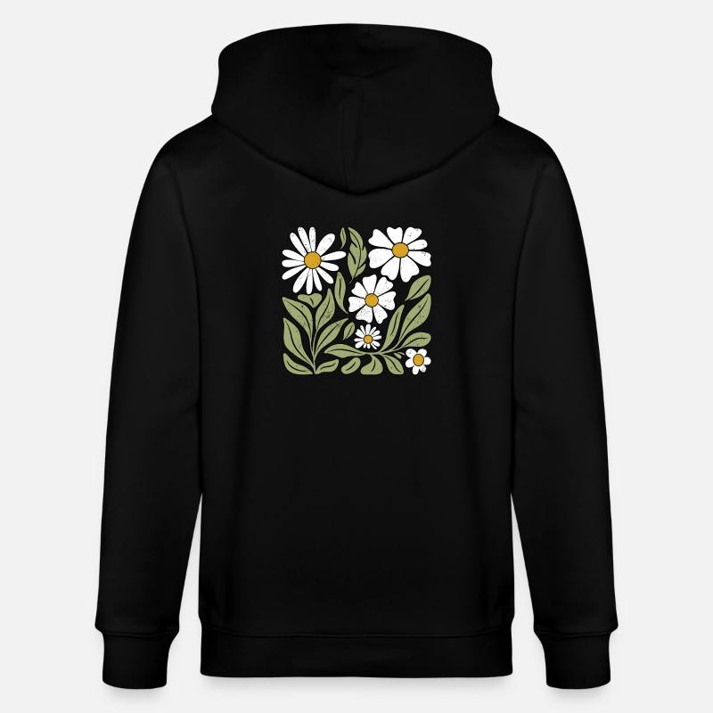 Gänseblümchen Blume Boho Blumen - Stanley/Stella Unisex Bio-Kapuzenjacke CULTIVATOR - Schwarz