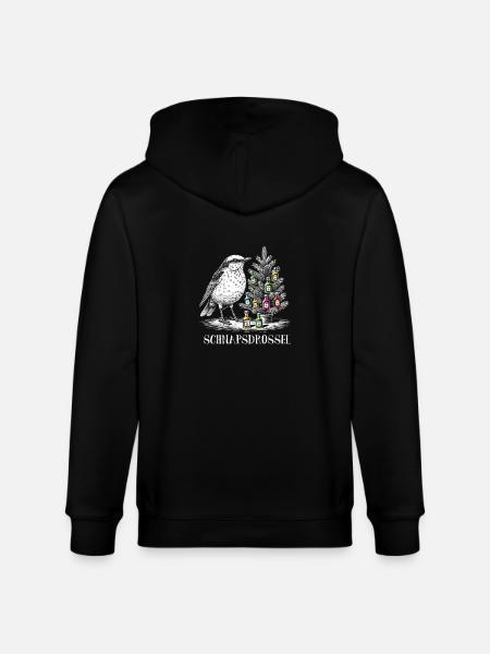 Schnaps Drossel Vogel Weihnachten - Stanley/Stella Unisex Bio-Kapuzenjacke CULTIVATOR - Schwarz