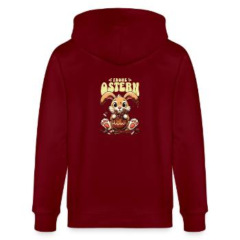 Osterhase Schokolade Genießen - Stanley/Stella Unisex Bio-Kapuzenjacke CULTIVATOR  - Burgunderrot - Hinten - Anna (173cm)
