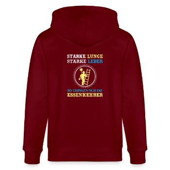 Schornsteinfeger Herren - Stanley/Stella Unisex Bio-Kapuzenjacke CULTIVATOR  - Burgunderrot - Hinten - Anna (173cm)