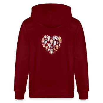 Süße Eule Mit Herz Für Eulenliebhaber - Stanley/Stella Unisex Bio-Kapuzenjacke CULTIVATOR  - Burgunderrot - Hinten - Anna (173cm)