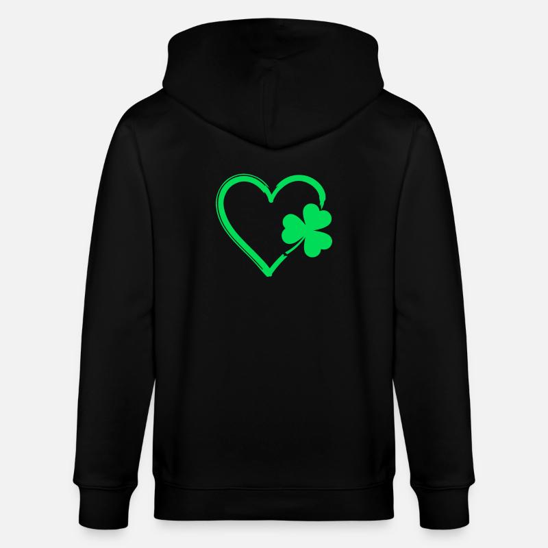 Cœur de trèfle vert - Veste à capuche bio CULTIVATOR Stanley/Stella Unisexe - noir