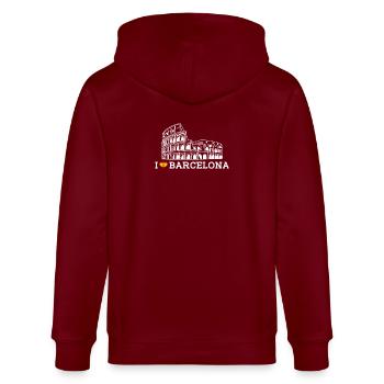 I love Barcelona Cool Spain Lover Heart Flag Wortspiel - Stanley/Stella Unisex Bio-Kapuzenjacke CULTIVATOR  - Burgunderrot - Hinten - Anna (173cm)