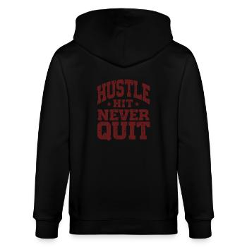 Hustle Hit Never Quit Sportler Fitness - Stanley/Stella Unisex Bio-Kapuzenjacke CULTIVATOR  - Schwarz - Hinten - Anna (173cm)