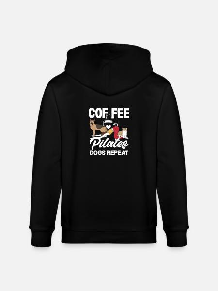 Pilates Coffee Dogs Repeat Fun - Stanley/Stella CULTIVATOR Unisex Organic Hooded Jacket - black