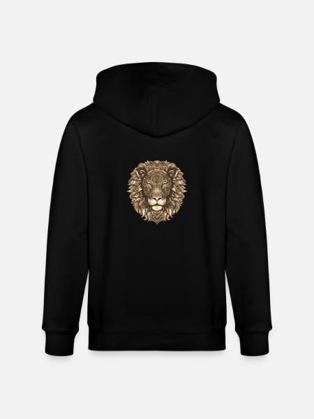 Lion Portrait - Stanley/Stella CULTIVATOR Unisex Organic Hooded Jacket - black