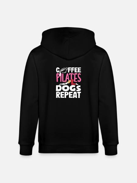 Pilates Coffee Dogs Repeat - Stanley/Stella CULTIVATOR Unisex Organic Hooded Jacket - black