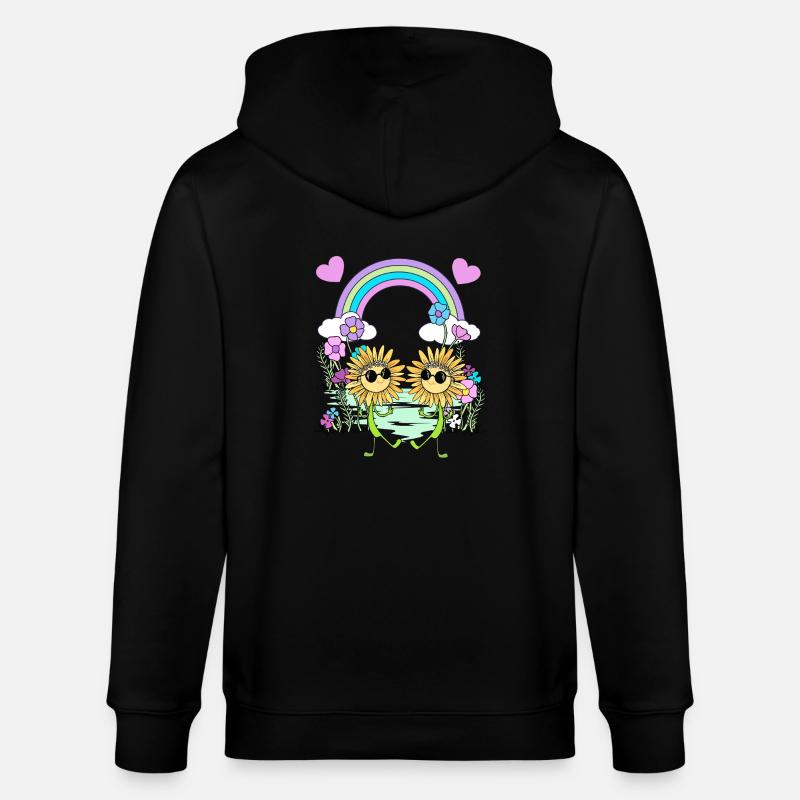 Regenbogen Hippie Sonnenblumen Kinder - Stanley/Stella Unisex Bio-Kapuzenjacke CULTIVATOR  - Schwarz
