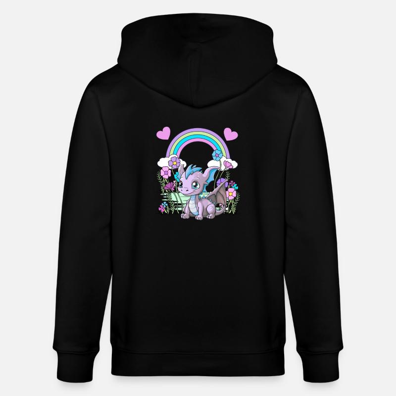 Drache Drachen Kinder Kind Regenbogen - Stanley/Stella Unisex Bio-Kapuzenjacke CULTIVATOR  - Schwarz