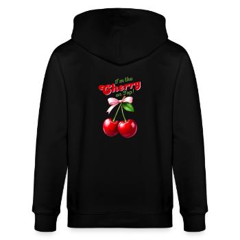 I'm the Cherry on Top - Kirschen mit rosa Schleife - Stanley/Stella Unisex Bio-Kapuzenjacke CULTIVATOR  - Schwarz - Hinten - Anna (173cm)