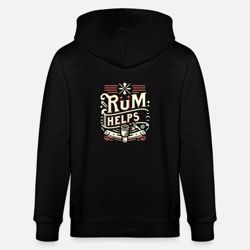 Rum Helps 11 - Stanley/Stella Unisex Bio-Kapuzenjacke CULTIVATOR  - Schwarz