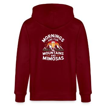 Der Morgen ist für Berge und Mimosen Wandern - Stanley/Stella Unisex Bio-Kapuzenjacke CULTIVATOR  - Burgunderrot - Hinten - Anna (173cm)