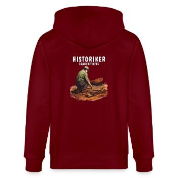 HISTORIKER GRABEN TIEFER - Stanley/Stella Unisex Bio-Kapuzenjacke CULTIVATOR  - Burgunderrot - Hinten - Anna (173cm)