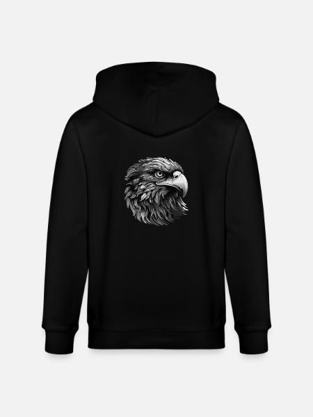 Eagle Portrait - Stanley/Stella CULTIVATOR  Unisex Organic Hooded Jacket - black
