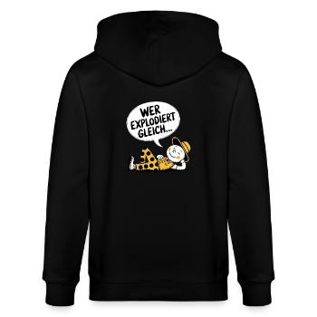 WER EXPLODIERT GLEICH - Stanley/Stella Unisex Bio-Kapuzenjacke CULTIVATOR  - Schwarz - Hinten - Anna (173cm)