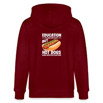 Hot Dog Liebhaber Bildung Ist Wichtig - Stanley/Stella Unisex Bio-Kapuzenjacke CULTIVATOR  - Burgunderrot - Hinten - Anna (173cm)