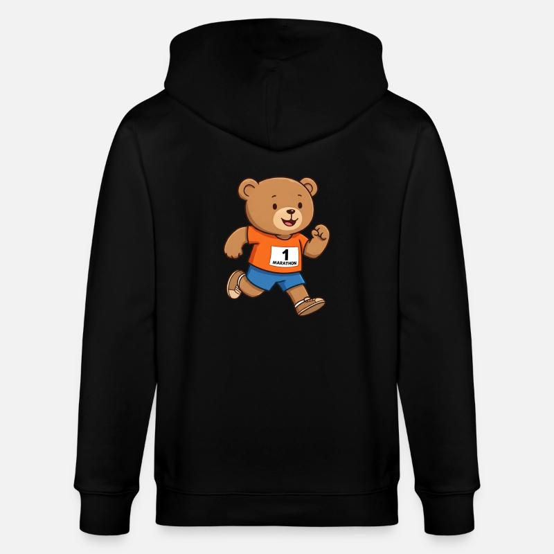 Teddybär Marathonläufer - Stanley/Stella Unisex Bio-Kapuzenjacke CULTIVATOR  - Schwarz