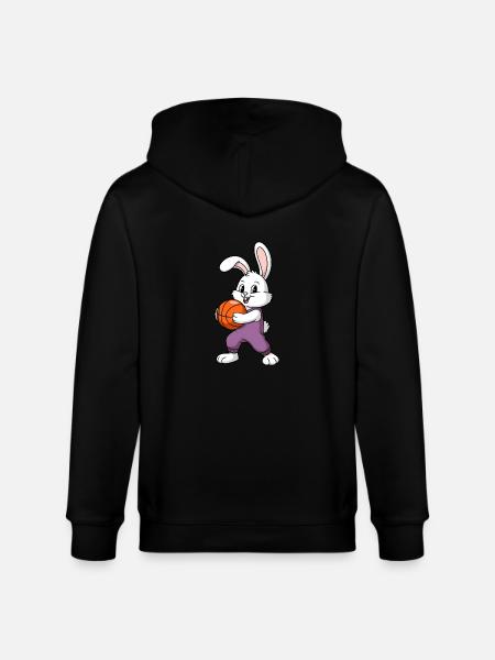 Easter Bunny Playing Basketball Easter - Stanley/Stella CULTIVATOR  Unisex Organic Hooded Jacket - black