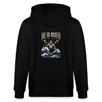 Cthulhu, He Is Risen, Vintage Cthulhu - Stanley/Stella CULTIVATOR  Unisex Organic Hooded Jacket - black - Back - Anna (173cm)