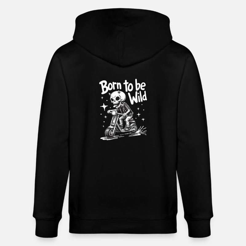 Skull Devil on Scooter - Stanley/Stella CULTIVATOR  Unisex Organic Hooded Jacket - black