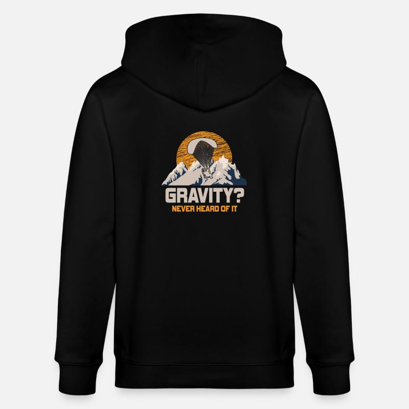 Hilarious Paramotor Gravity Meme - Stanley/Stella CULTIVATOR  Unisex Organic Hooded Jacket - black