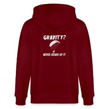 Hilarious Paramotor Gravity Meme - Stanley/Stella CULTIVATOR  Unisex Organic Hooded Jacket - burgundy - Back - Anna (173cm)
