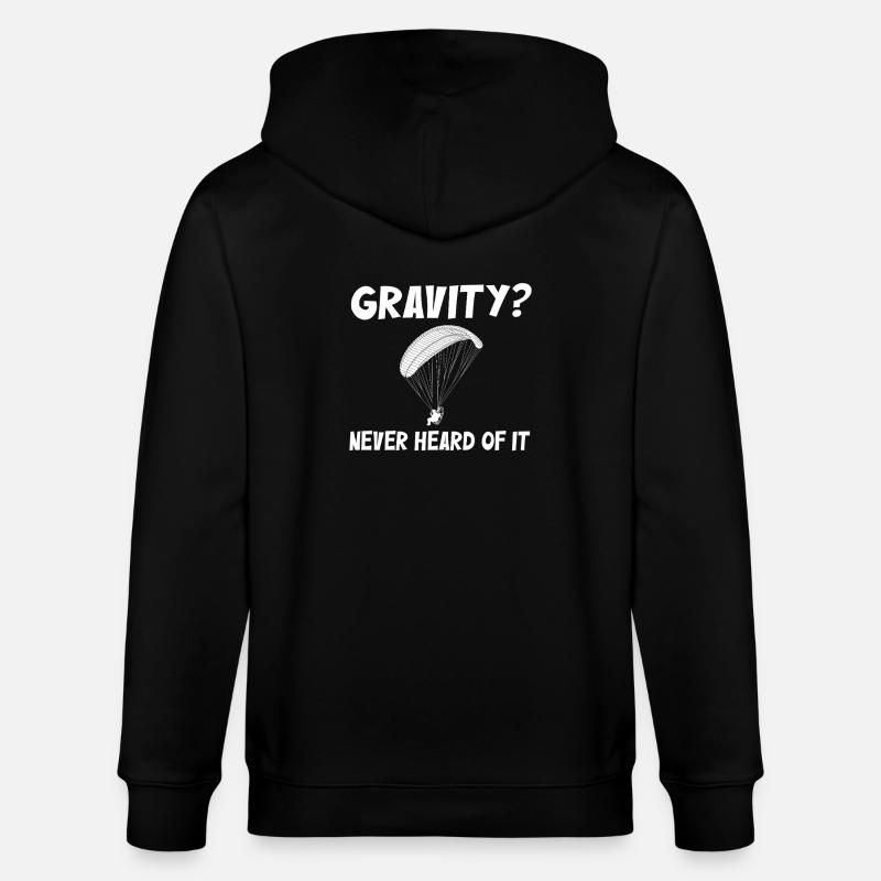 Hilarious Paramotor Gravity Meme - Stanley/Stella CULTIVATOR  Unisex Organic Hooded Jacket - black