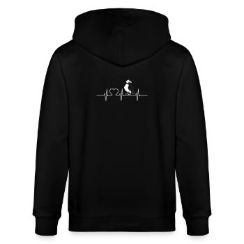 Papageientaucher - Stanley/Stella Unisex Bio-Kapuzenjacke CULTIVATOR  - Schwarz - Hinten - Anna (173cm)