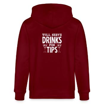 Barkeeper Will Serve Drinks For Tips - Stanley/Stella Unisex Bio-Kapuzenjacke CULTIVATOR  - Burgunderrot - Hinten - Anna (173cm)