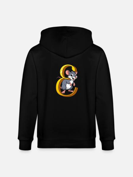 LETTER E - Stanley/Stella CULTIVATOR Unisex Organic Hooded Jacket - black