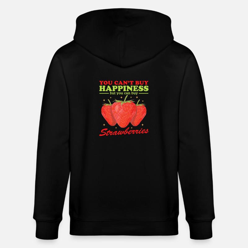Erdbeere Erdbeeren Strawberry Geschenk - Stanley/Stella Unisex Bio-Kapuzenjacke CULTIVATOR  - Schwarz