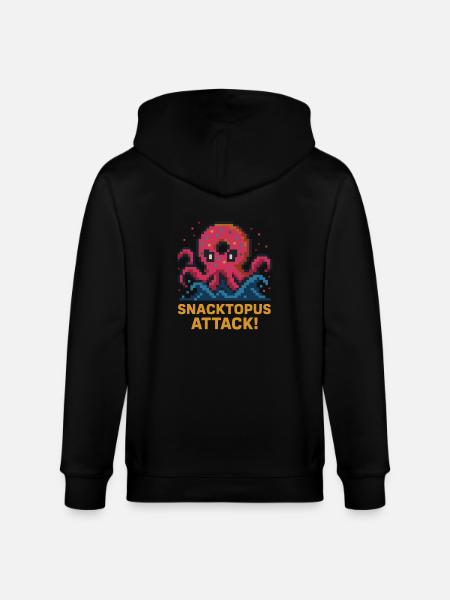 Snacktopus Attack Pixel Donut Kraken - Stanley/Stella CULTIVATOR Unisex Organic Hooded Jacket - black